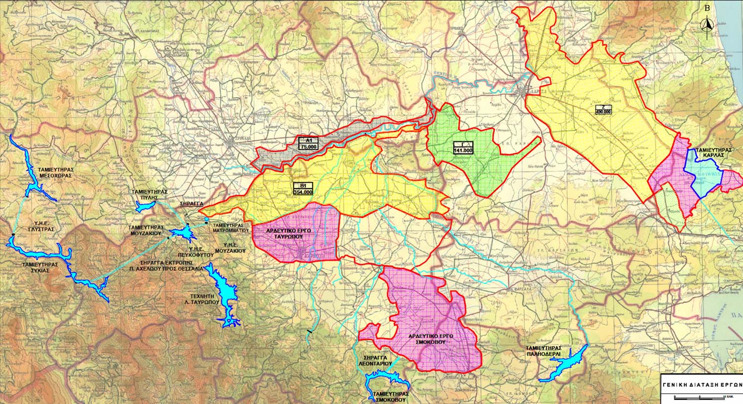 2013 09 Χάρτης Λαζαρίδη - Διάταξη  Έργων Άρδευσης με Νερά από Αχελώο