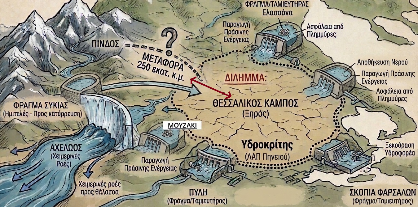 2026 Σκίτσο έργων Αχελώου και φραγμάτων Θεσσαλίας